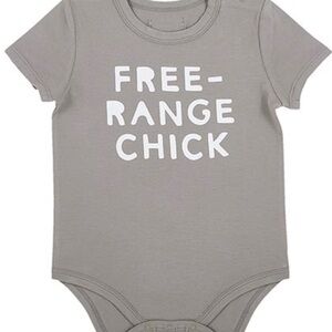 Gray "Free-Range Chick" Baby One-Piece Bodysuit (onesie)